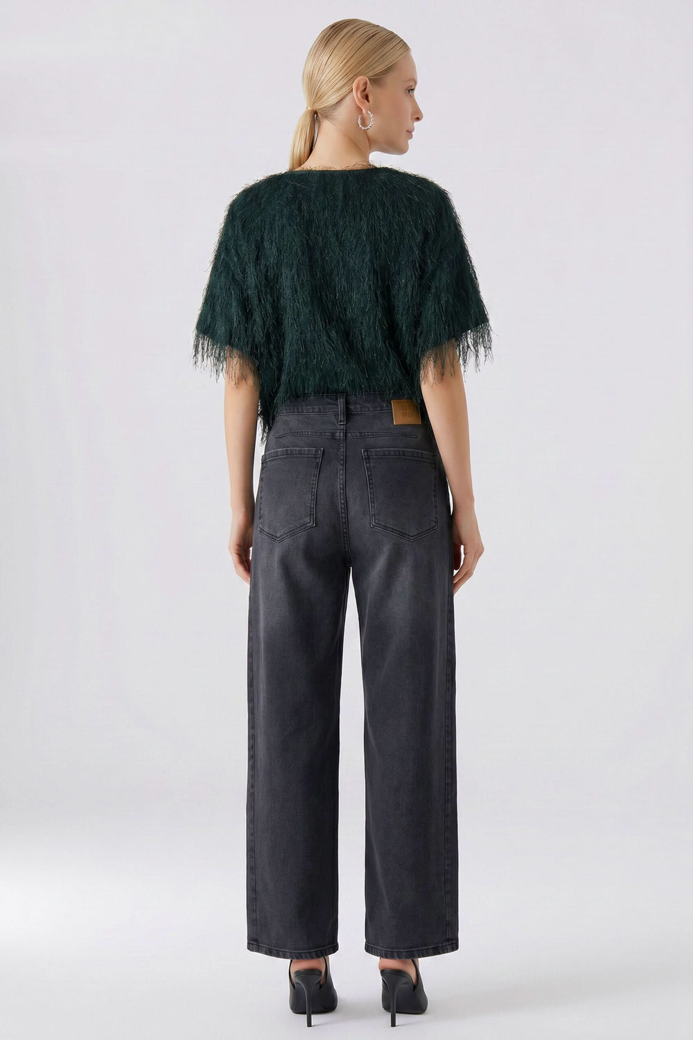 Women's Oui textured fringed-effect sweater, front view