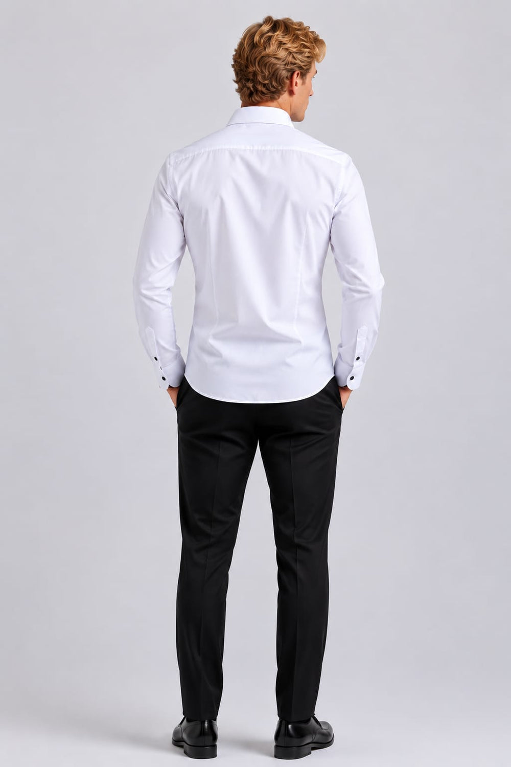 Vue de côté chemise sport à contrastes MR.SMITH pour homme blanc - Valérie Simon