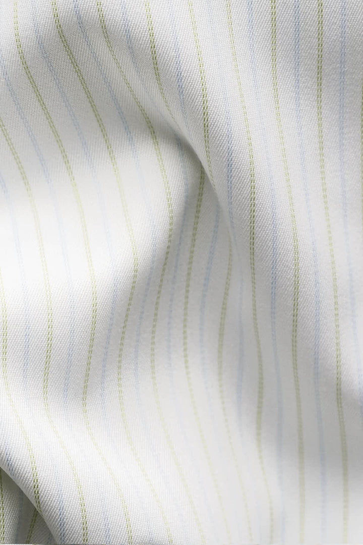 Vue de face chemise rayée ton sur ton Eton pour homme blanche - Valérie Simon