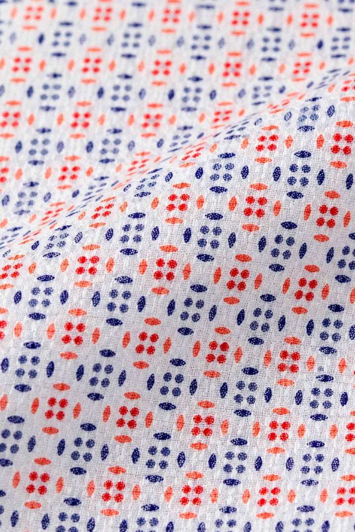 Vue de face chemise imprimée sport Lief Horsens pour homme multicolore détails boutons - Valérie Simon