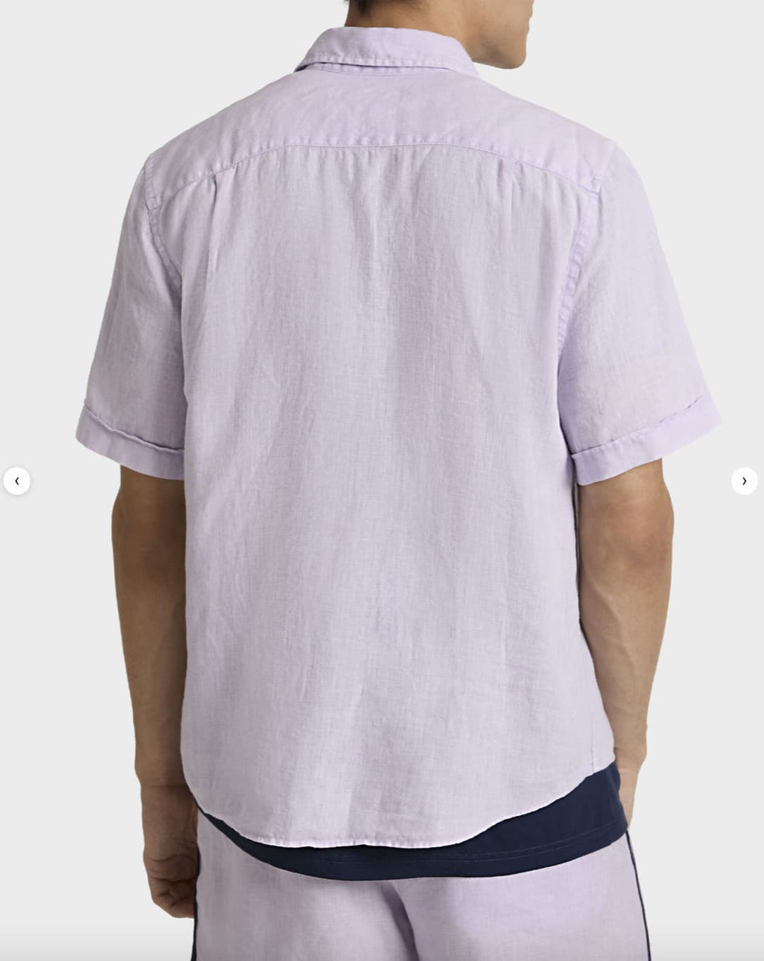 Vue de côté chemise Vilebrequin pour homme en lin mélangé blanc avec col classique - Valérie Simon
