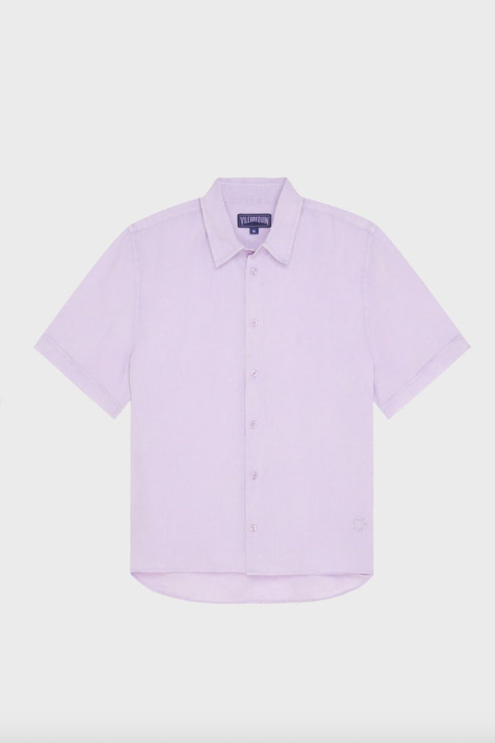 Vue de face chemise Vilebrequin homme bleu motifs lin Valérie Simon