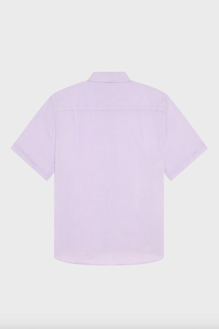 Vue de face chemise manches courtes en lin mélangé beige Vilebrequin pour homme - Valérie Simon