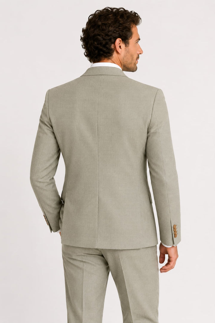 Vue de dos complet homme à carreaux subtils ATELIER en laine extensible gris - Valérie Simon