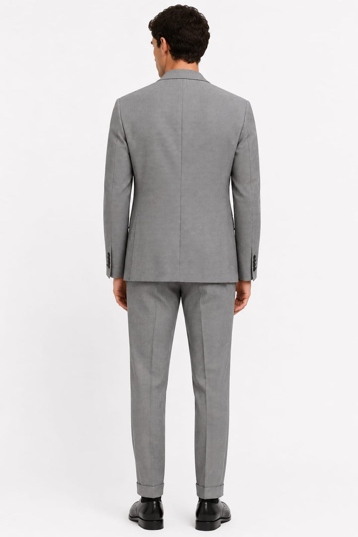 Vue de côté complet texturé Lief Horsens pour homme gris détails poches - Valérie Simon