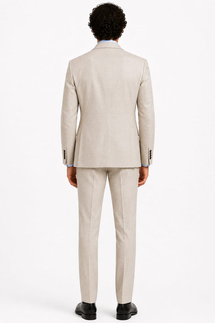 Vue de face complet texturé Lief Horsens pour homme gris avec boutonnière unique - Valérie Simon