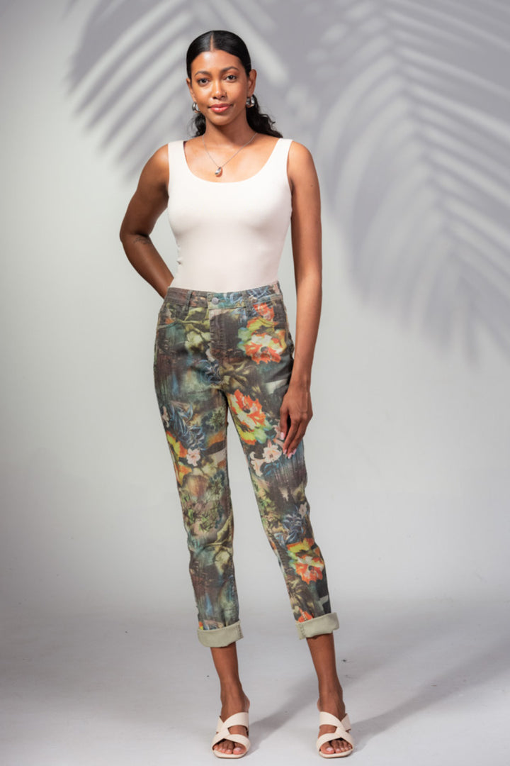 Pantalon imprimé tropical