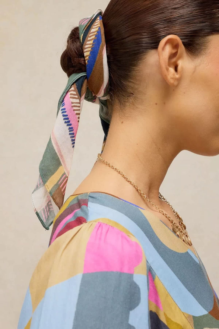 Foulard Emily carré à imprimé géométrique pour femme White Stuff