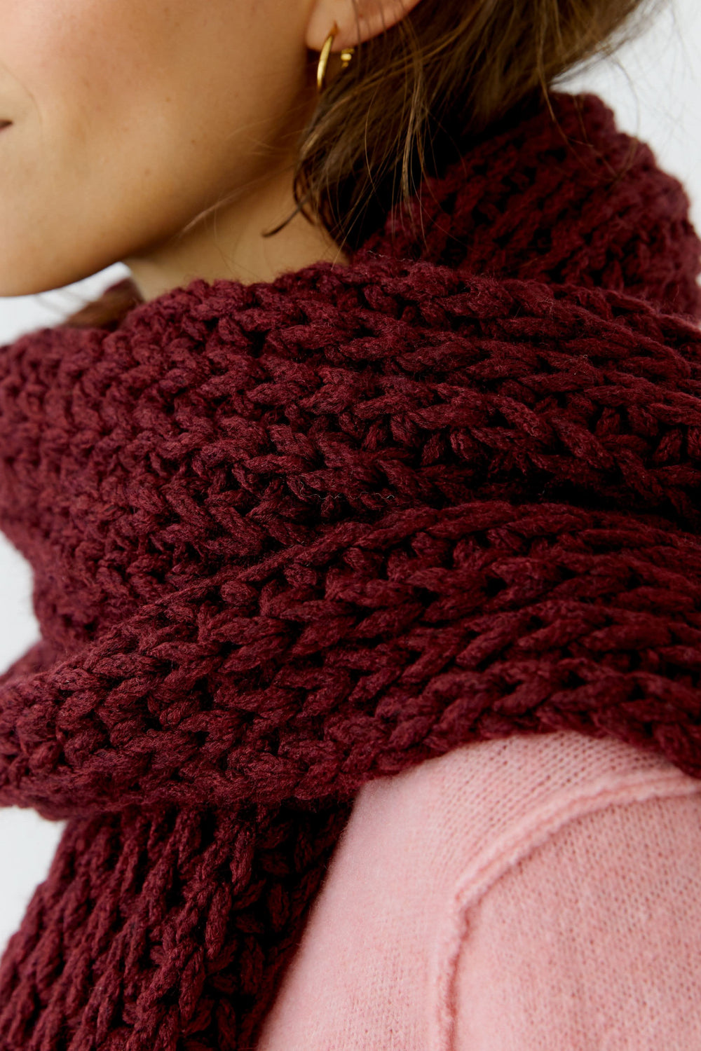 Foulard en grosse maille tricotée pour femme Oui
