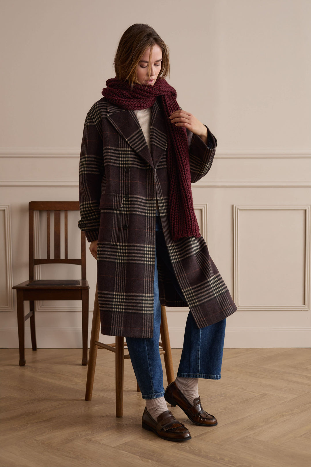 Foulard en grosse maille tricotée pour femme Oui