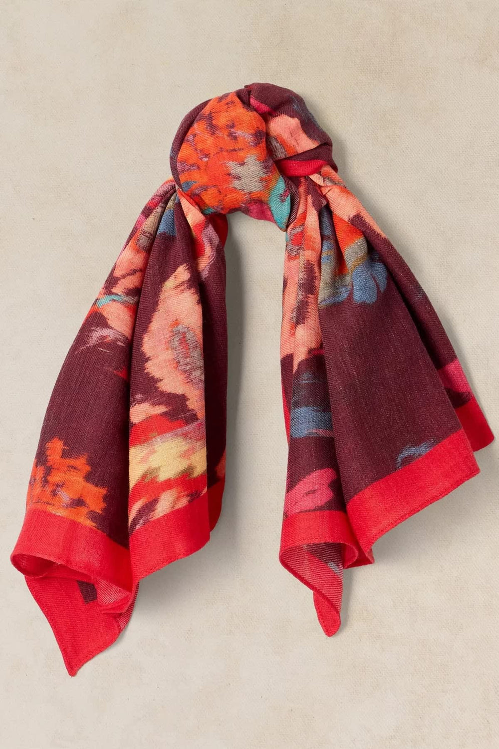 Front view of the women's Molly scarf with abstract floral print White Stuff