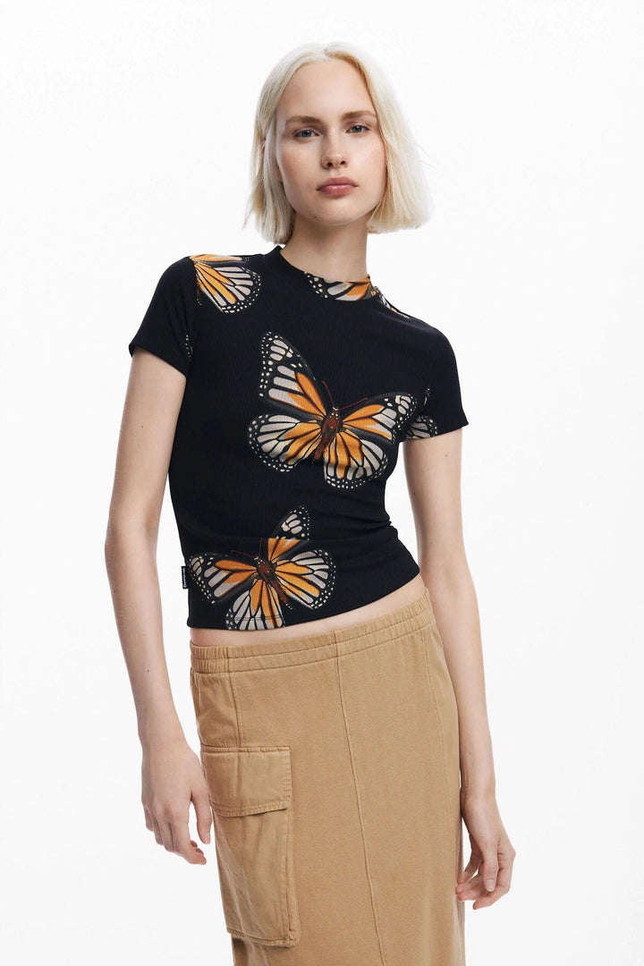 T-shirt à manches courtes avec papillon Femme - Hauts - T-shirt Desigual