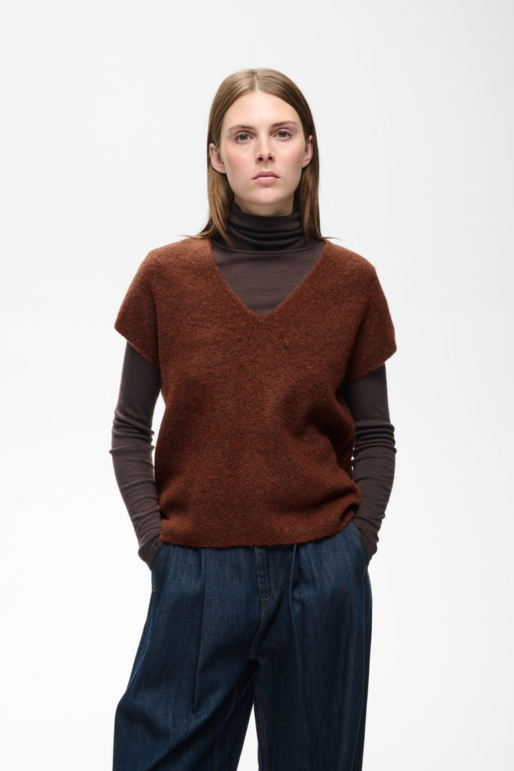 Veste sans manches Guna en maille à col V