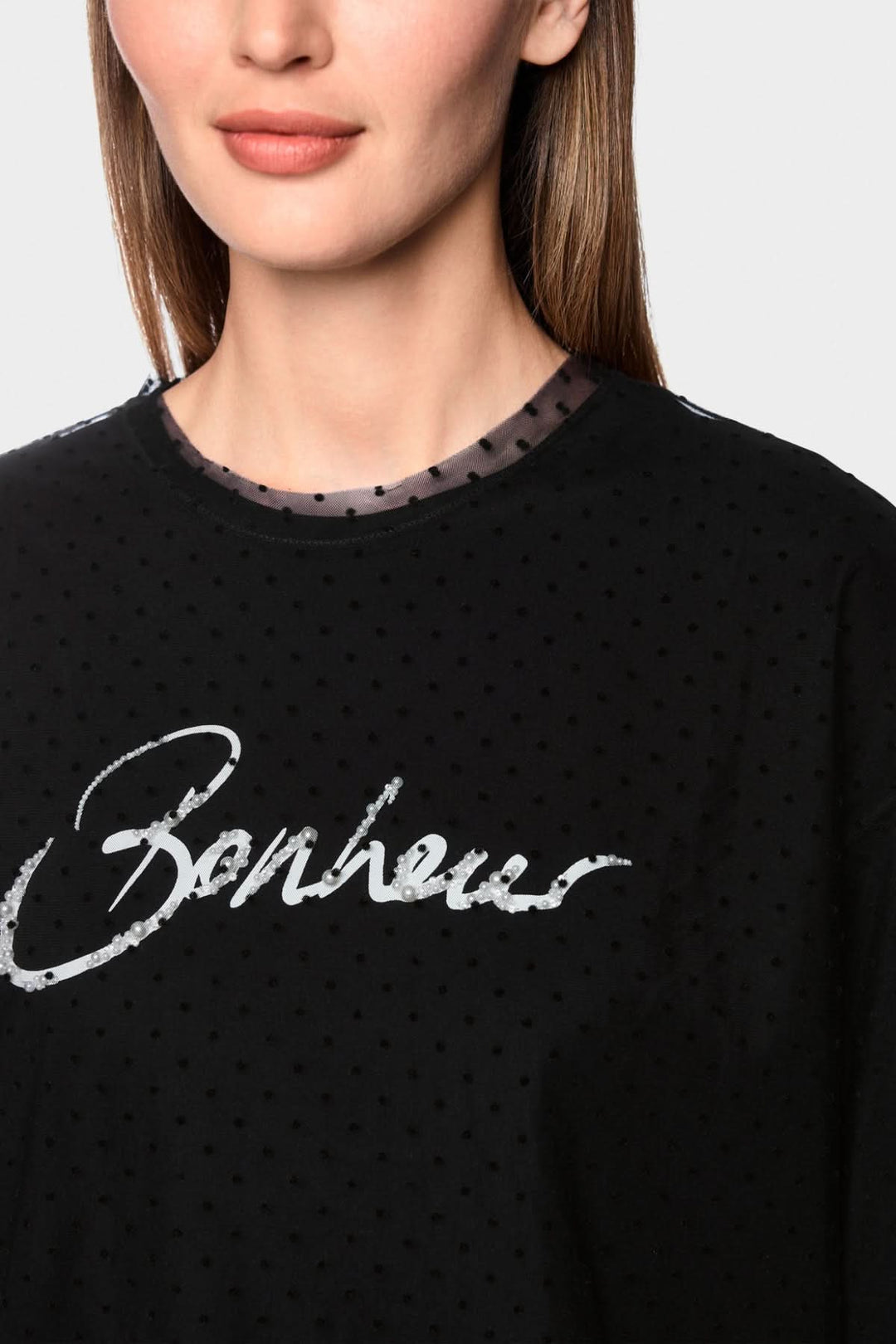 T-shirt 2 en 1 avec dentelle et perles