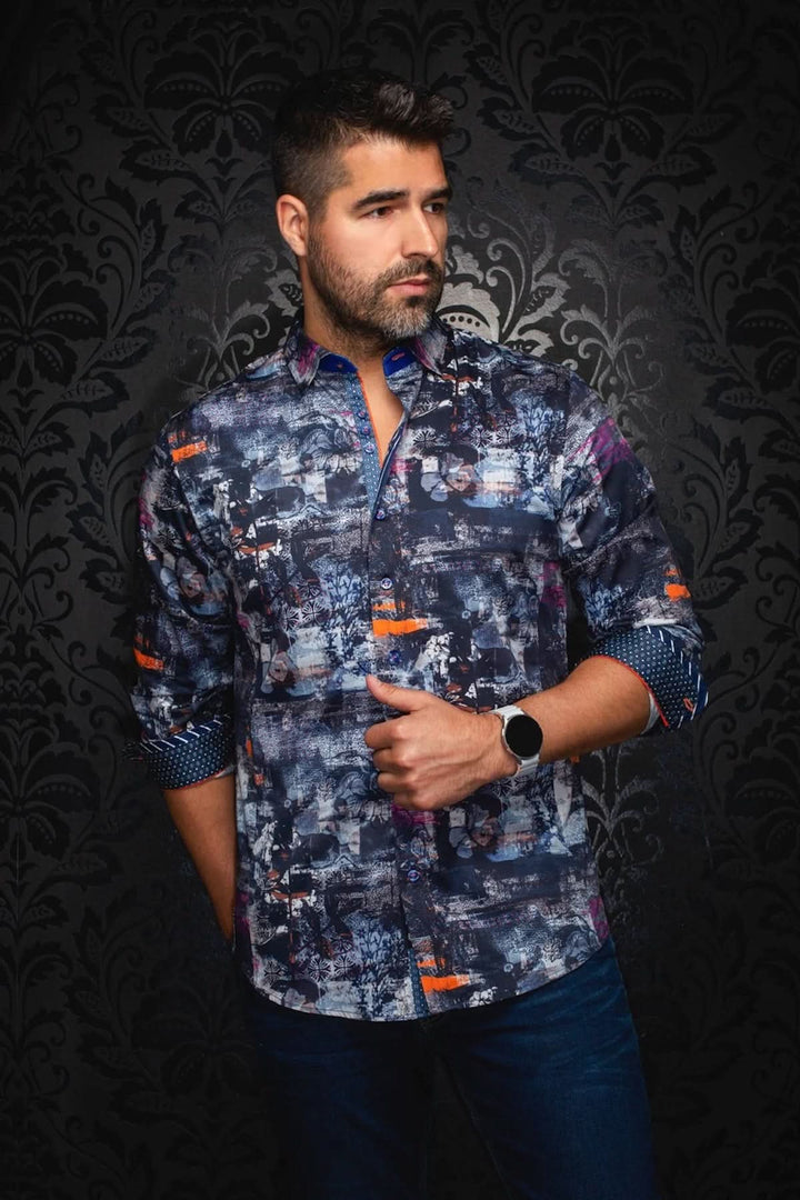 Chemise sport Brice à imprimé artistique contemporain