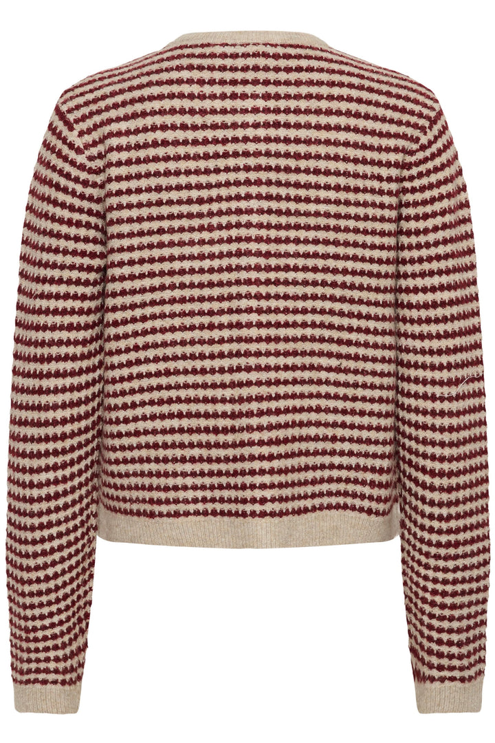 Cardigan Ellery à rayures avec poches avant en maille, coupe droite, style classique, avec patte de boutonnage et poches devant.