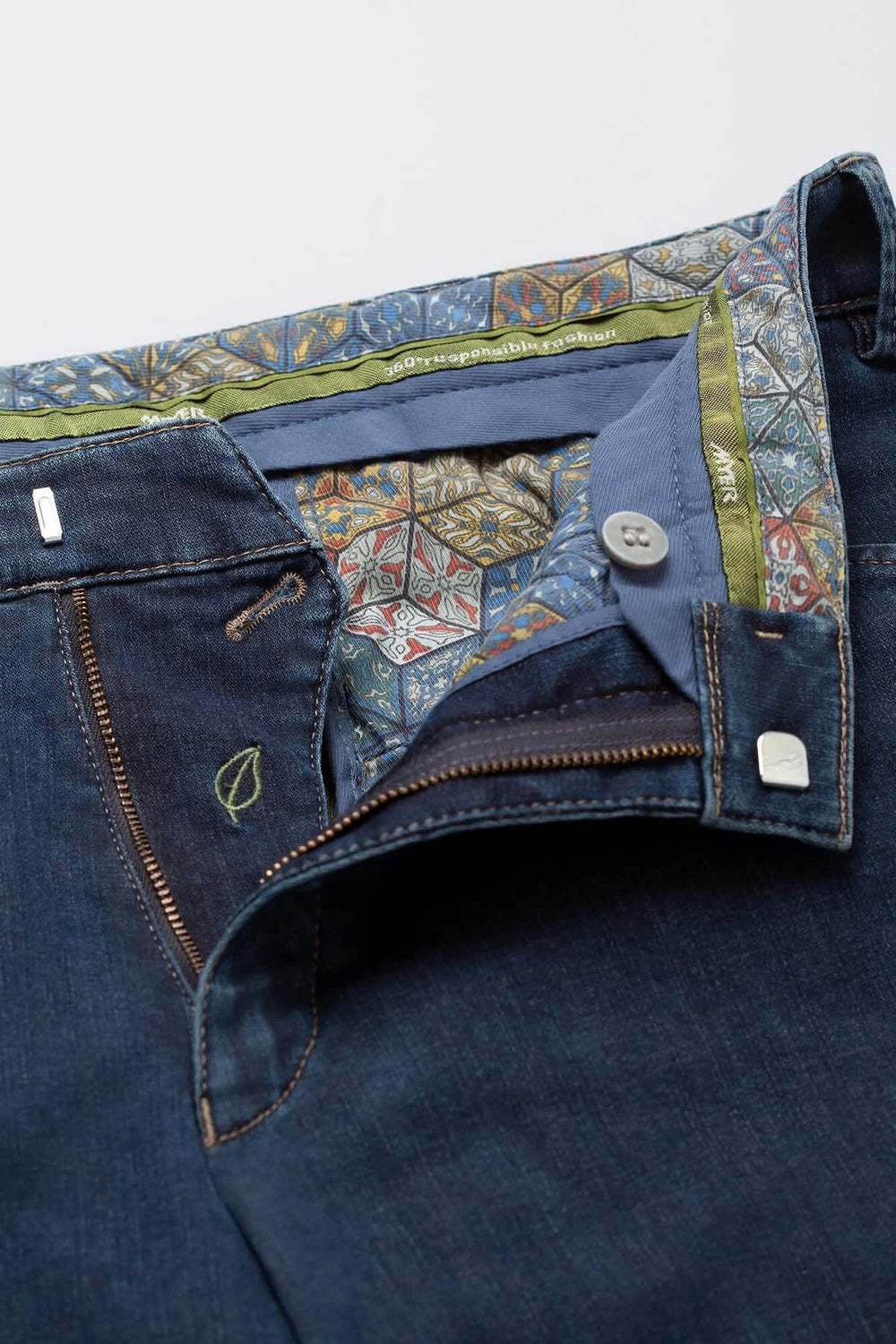 Side view of Jean Meyer men's black jeans with contrast stitching - Valérie Simon