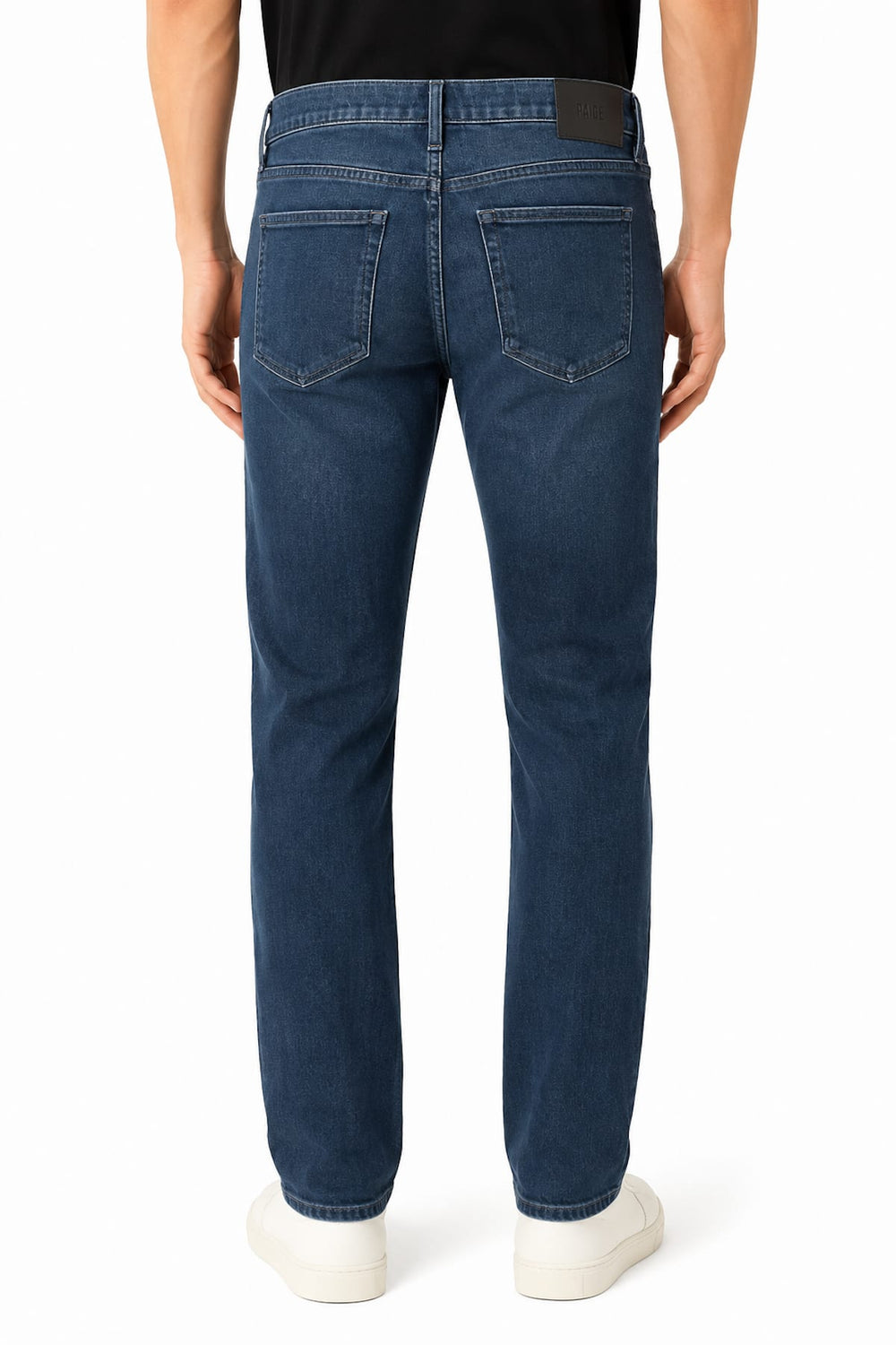 Rear view of Paige classic men's gray jeans with pocket details - Valérie Simon