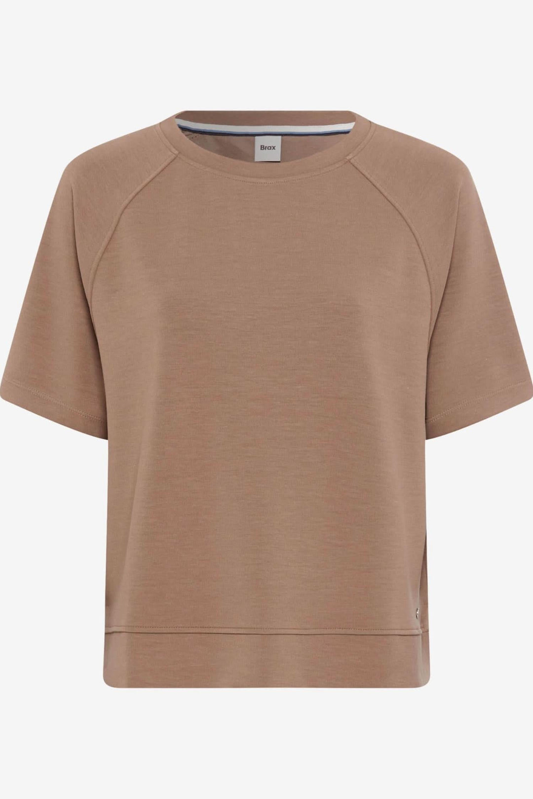Chandail Bailee oversize en coton beige avec encolure ronde et manches raglan.