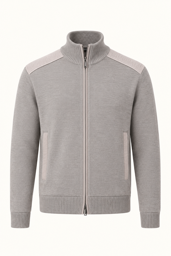 Veste en tricot à col montant pour homme