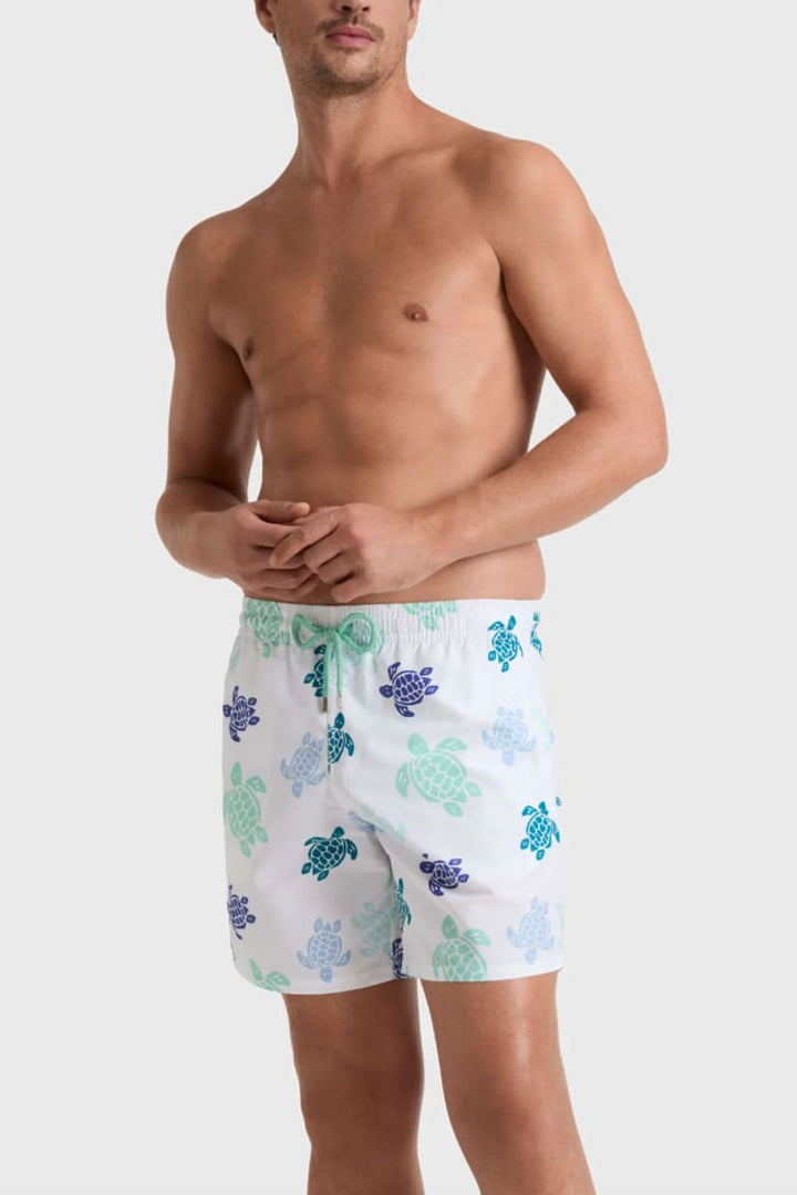 Vue de face maillot imprimé tortues Vilebrequin pour homme bleu - Valérie Simon
