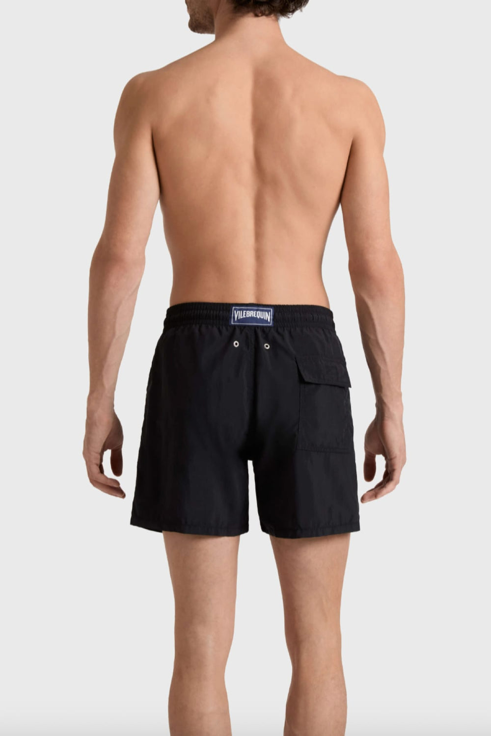 Front view of an orange Vilebrequin men's swimsuit with an adjustable drawstring - Valérie Simon