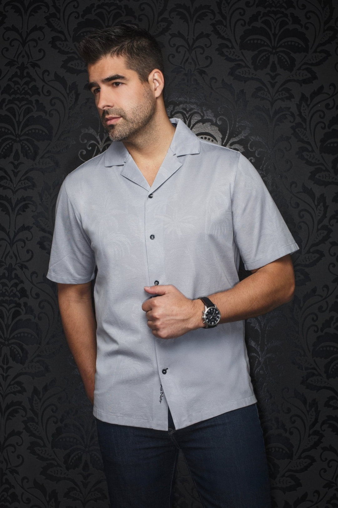 Manches Courtes Flat Collar | BRAHEA, Light Grey - AU NOIR