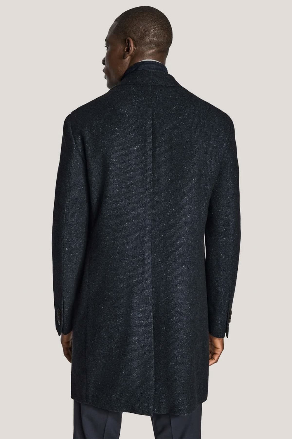 Men's wool and silk dress coat with zip-front bib, front view by Jack Victor