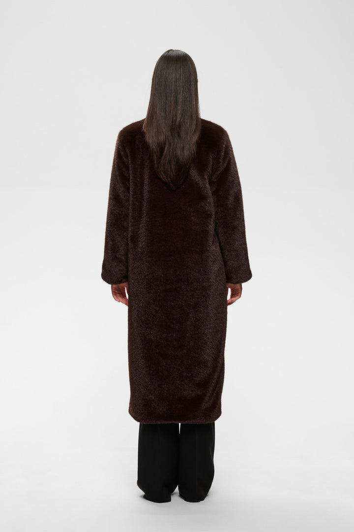 Manteau long Zabelle en fausse fourrure à col rond pour femme Inwear