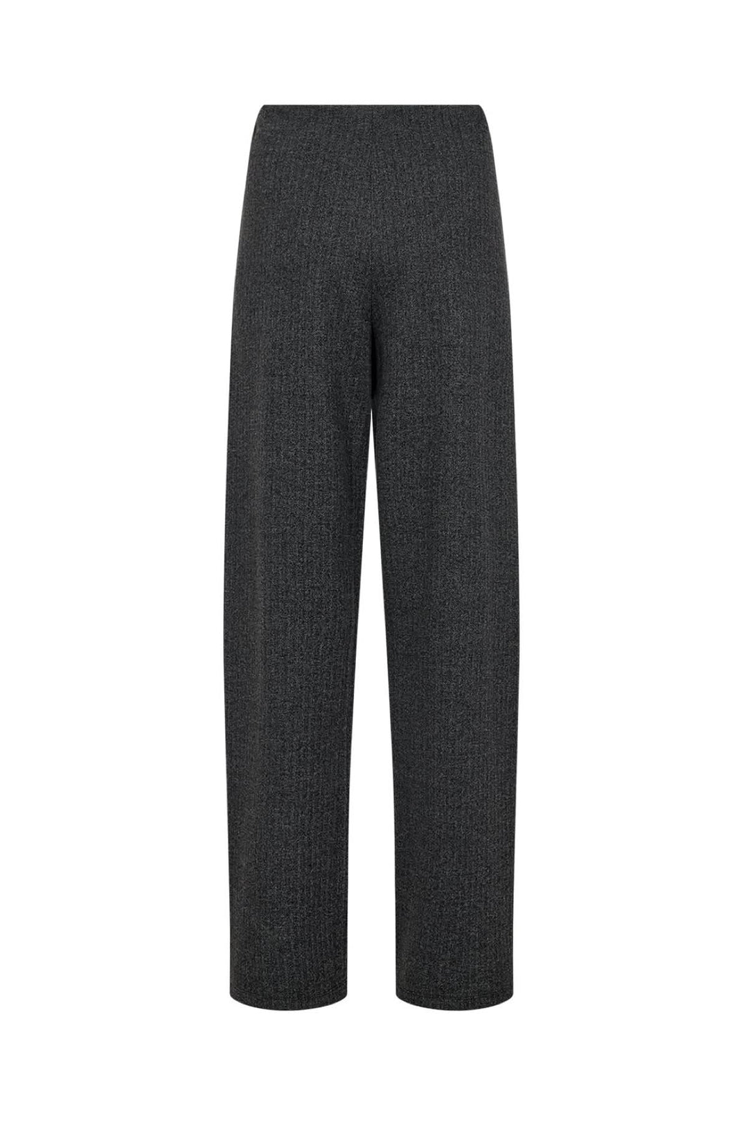 Pantalon en maille structurée, coupe droite et taille élastique, coloris noir pour un look moderne et confortable.
