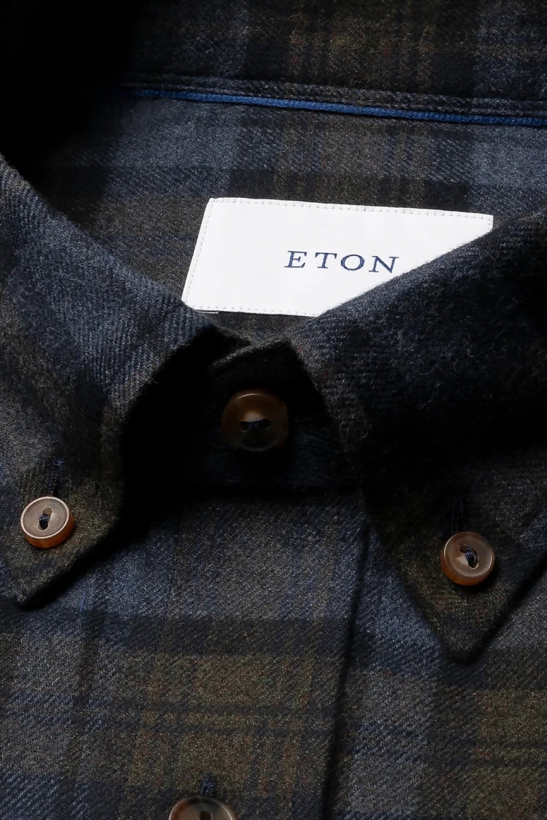 Chemise en flanelle à carreaux bleu et olive