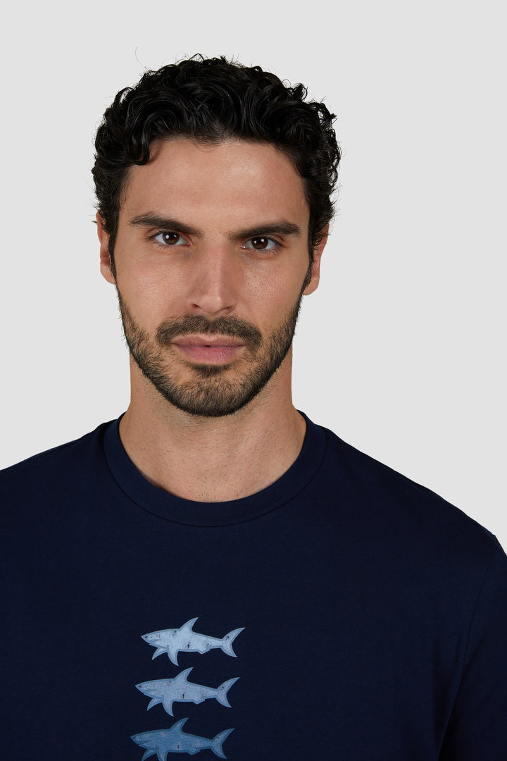 T-shirt en coton avec imprimé requins