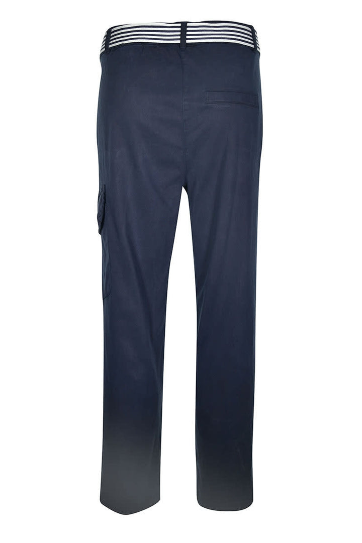 Pantalon chino Laura avec ceinture rayée vue de face pour femme kennys
