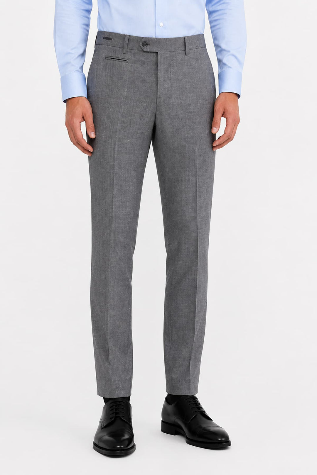 Vue de face pantalon habillé Corneliani en laine extensible gris pour homme - Valérie Simon