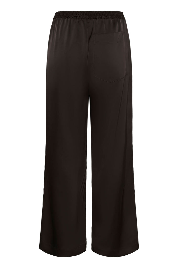 Pantalon habillé olive satiné à jambe large vue de face pour femme Inwear