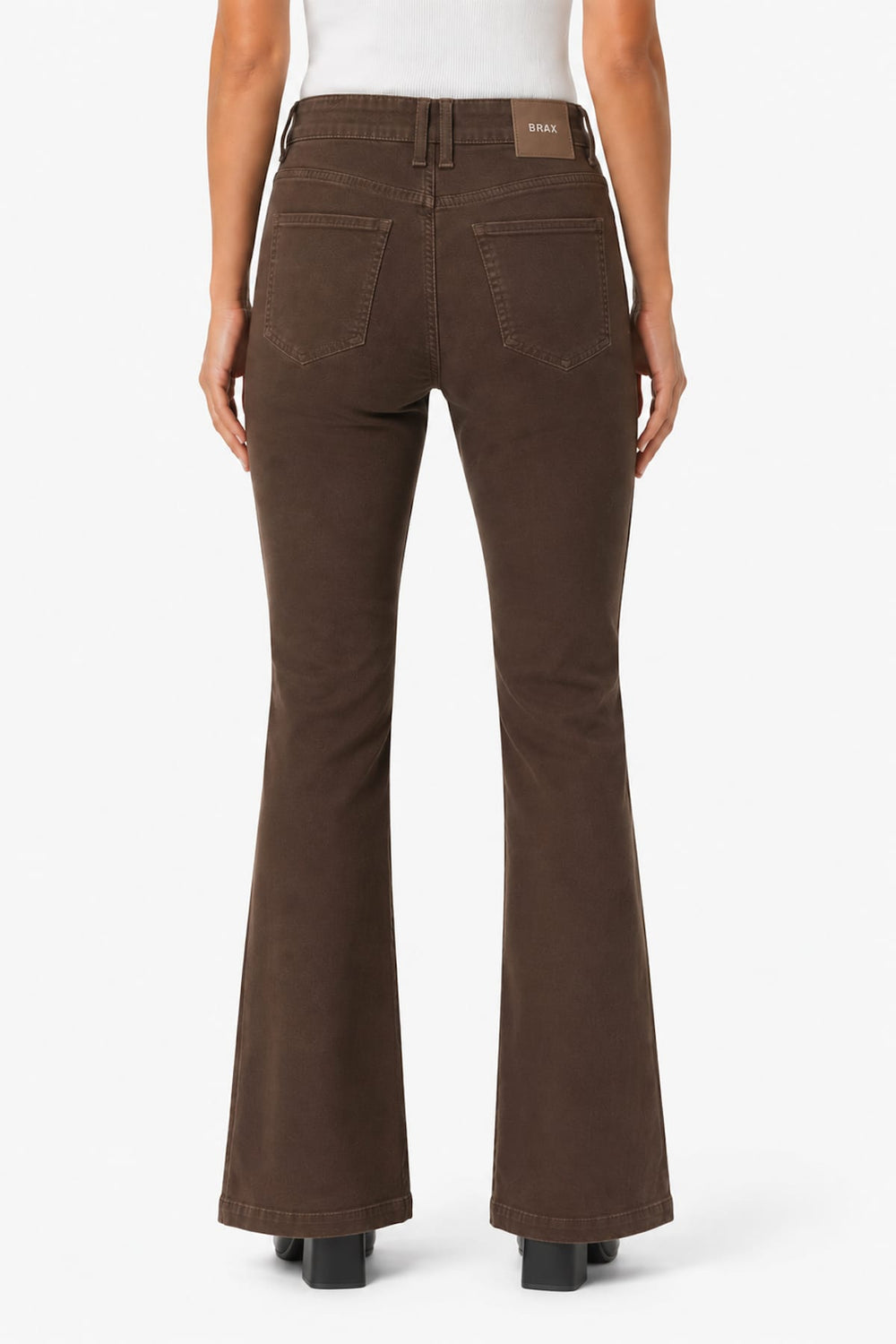 Women's Brax Mary flared pants with patch pockets, front view