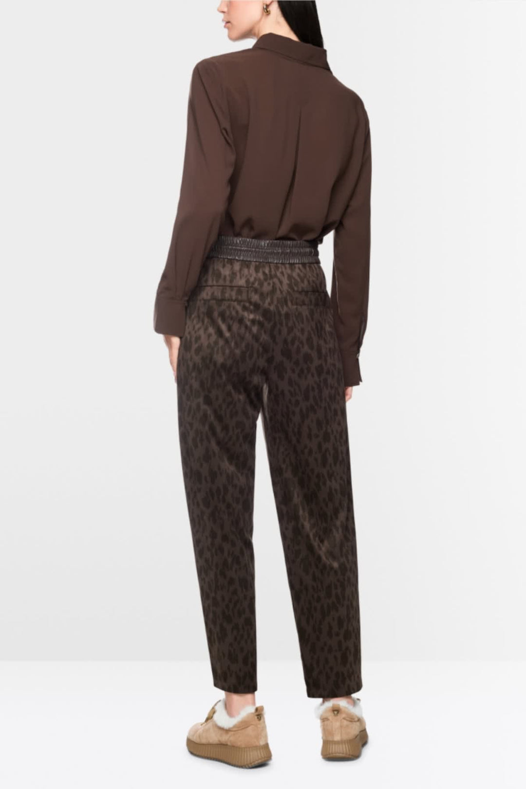 Pantalon Ranchi imprimé léopard à taille élastique vue de face pour femme Marc Cain