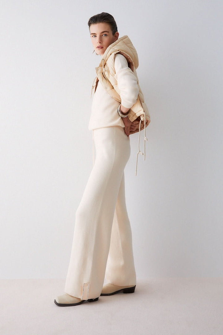 Pantalon jogging en maille à jambe large