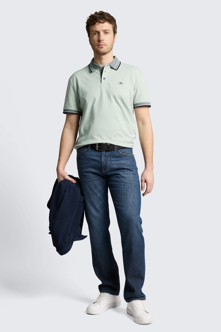 Front view of a blue short-sleeved Tom Tailor men&