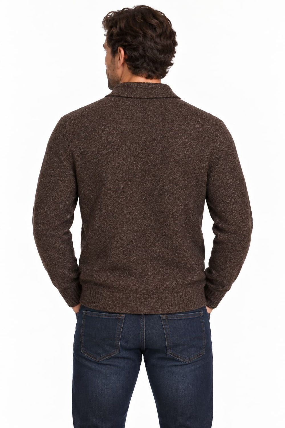 Men's blended virgin wool polo, front view Gran sasso
