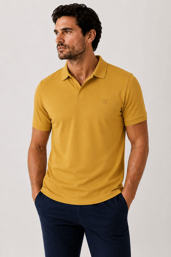 Vue de face polo à manches courtes Lief Horsens gris pour homme avec col classique - Valérie Simon