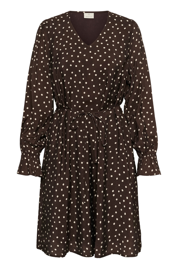 Vue de face robe courte à pois Kaffe bleu marine pour femme - Valérie Simon