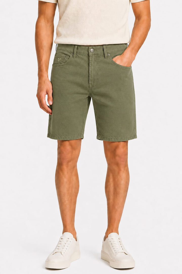 Vue de côté short Black Bull pour homme noir avec coutures apparentes - Valérie Simon