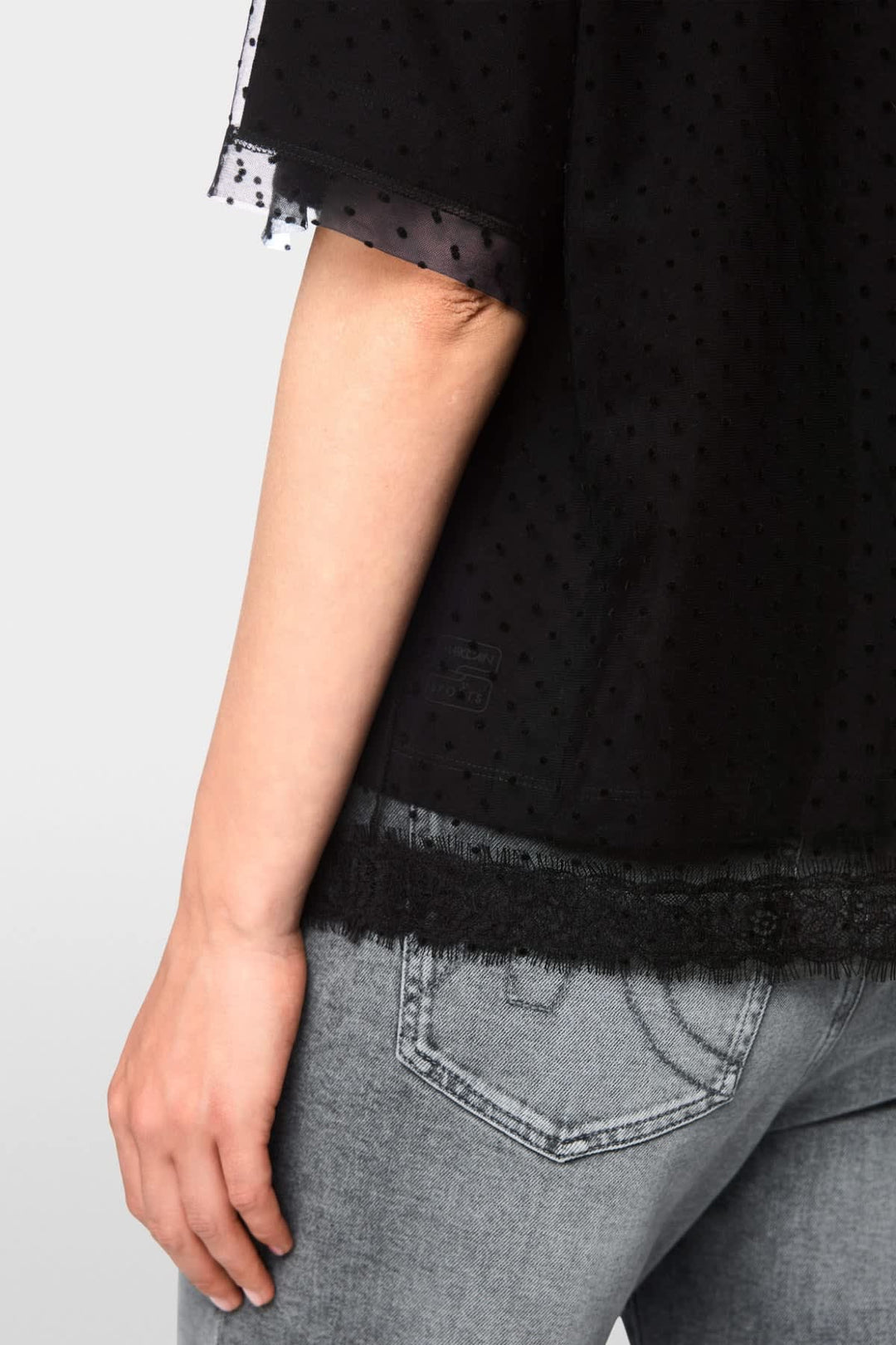 2-in-1 T-shirt with lace and beads for women by Marc Cain