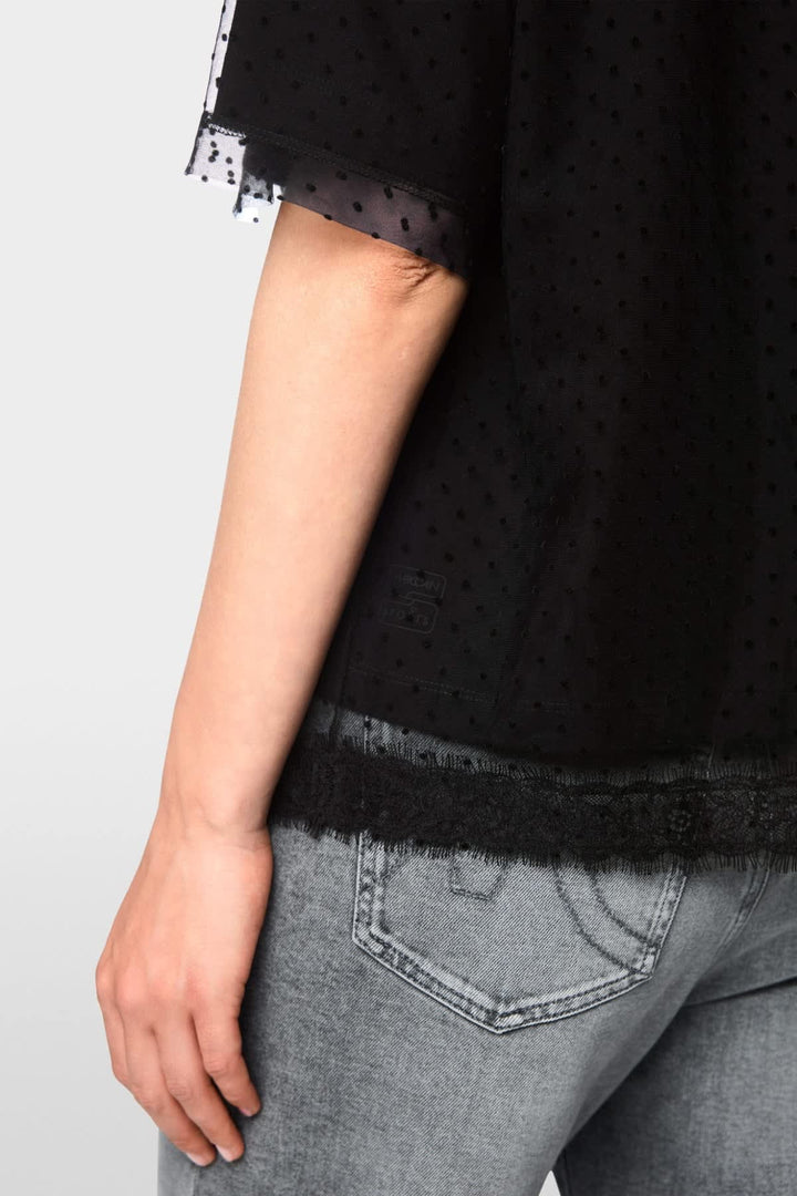 2-in-1 T-shirt with lace and beads for women by Marc Cain