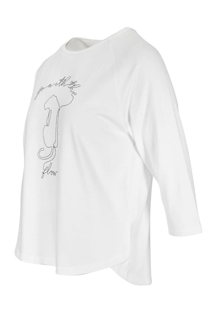 T-shirt à manches trois-quarts avec motif brodé pour femme kennys