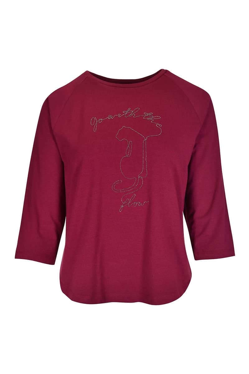 T-shirt à manches trois-quarts et motif brodé pour femme kennys