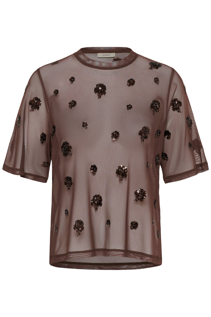 T-shirt Bami en tulle transparent à sequins floraux vue de face pour femme Inwear
