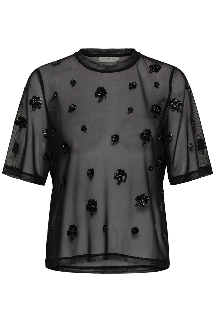 T-shirt Bami en tulle transparent à sequins floraux vue de face pour femme Inwear