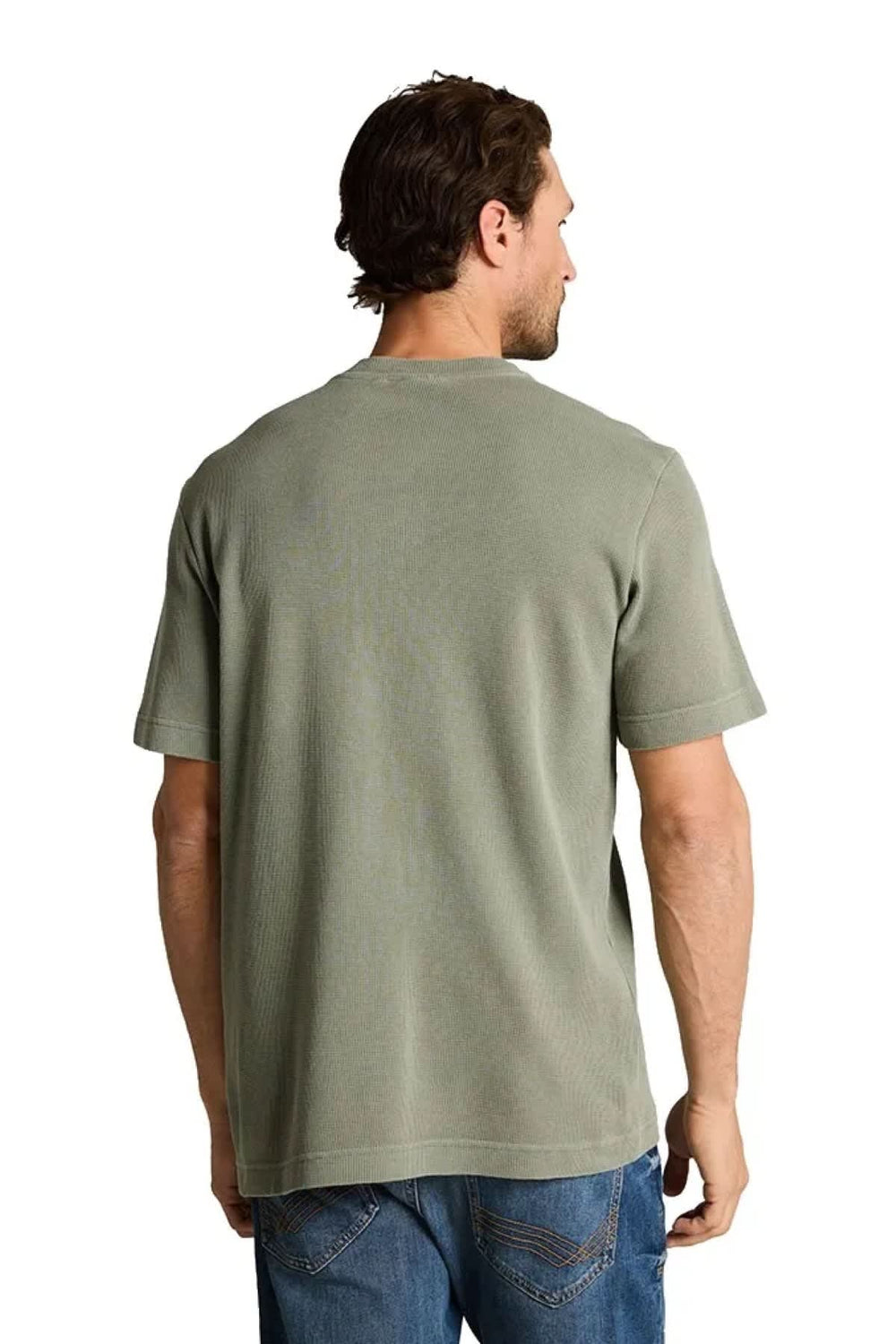 Front view: Tom Tailor men's gray embossed Henley-neck T-shirt with buttons - Valérie Simon